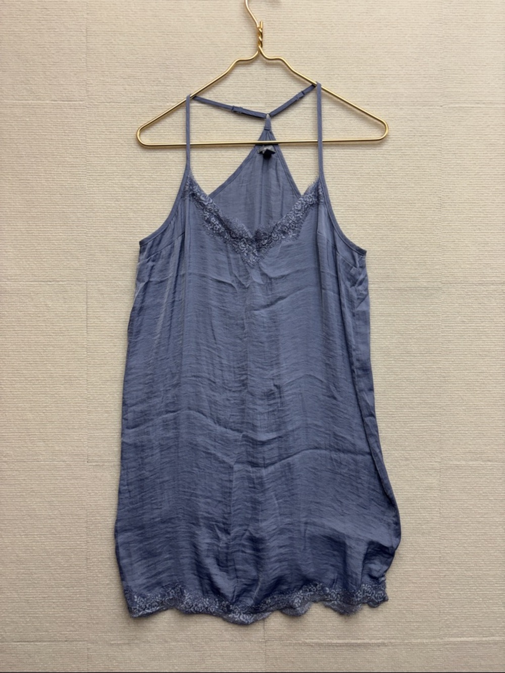 Aerie | medium Lace Trim Blue Slip Dress Camisole